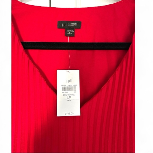 NWT J Jill Cherry Red Pleated Sleeveless MIDI Dress-Size LP - Picture 9 of 13